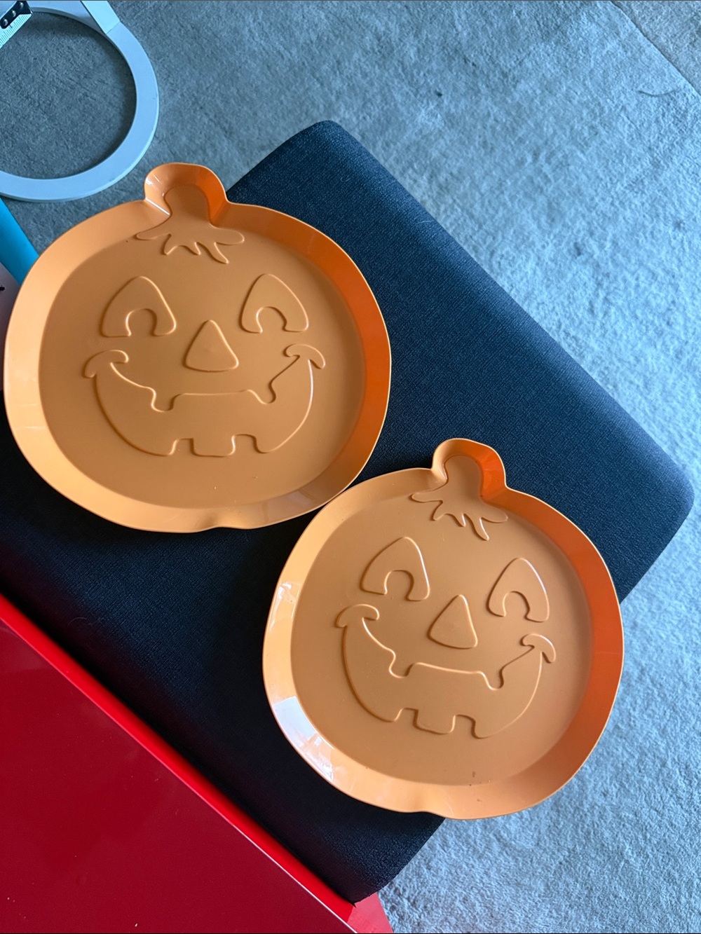 Orange Pumpkin Jack-O'-Lantern Party Plates - Halloween Serving Plates